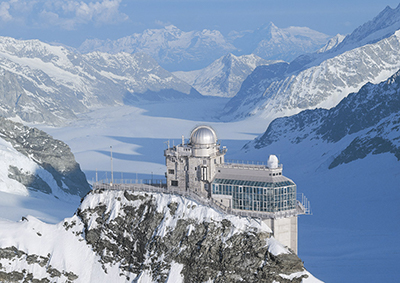 Arial view of the Jungfraujoch High Altitude Research Station