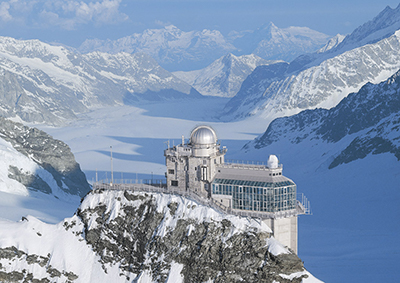 Arial view of the Jungfraujoch High Altitude Research Station