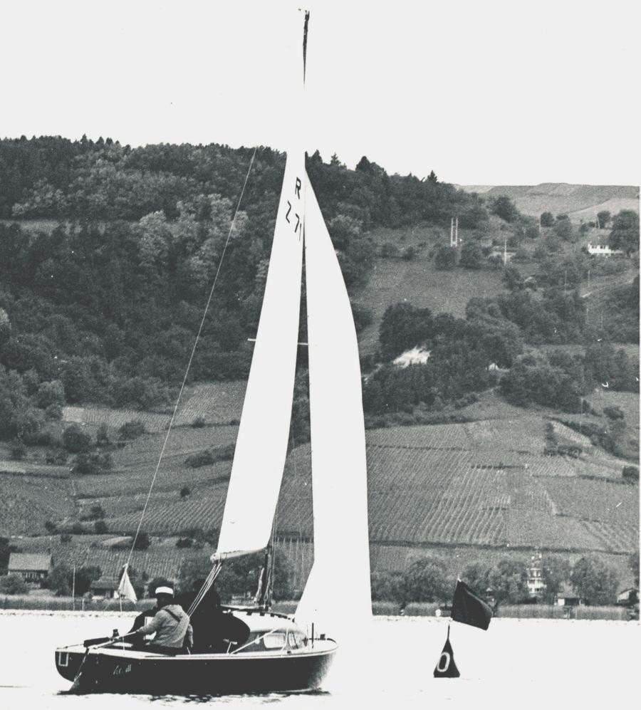 Alfred Bretscher on a sailing boat