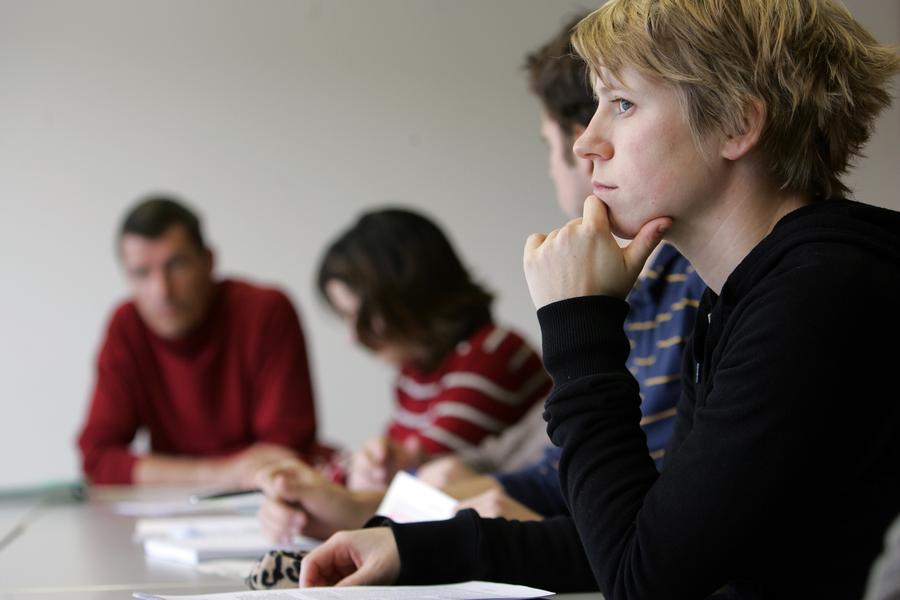 Group of students engaged in a discussion