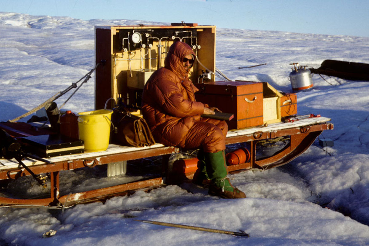 Hans Oeschger doing field work in Greenland