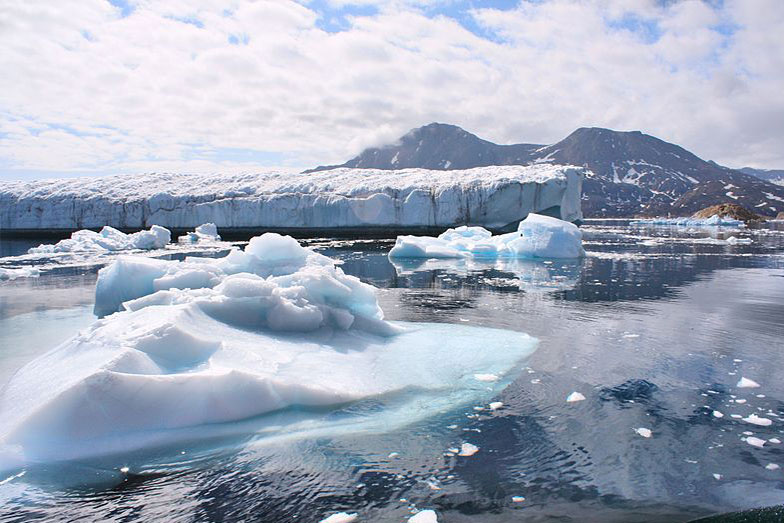 Melting ice shield in Greenland