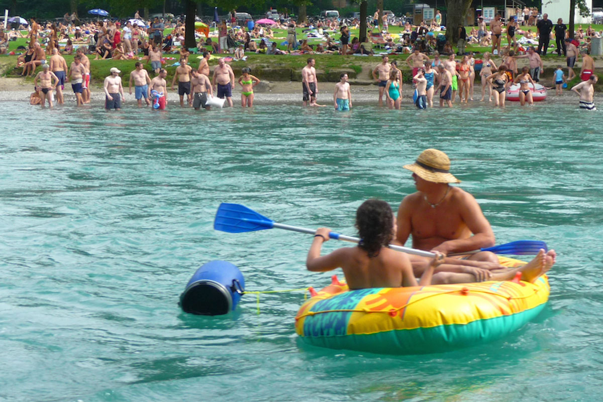 People swimming in the river Aare
