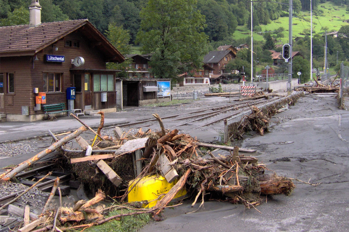 Flooded railway station