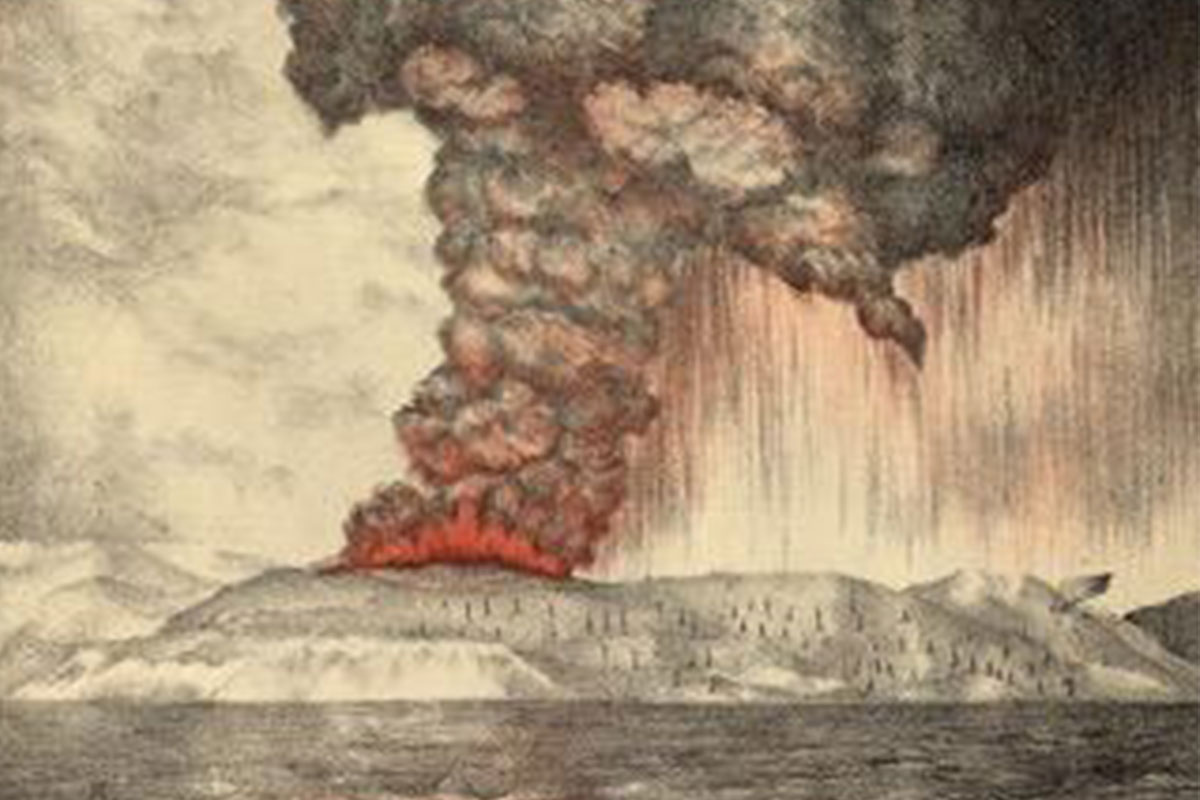 Painting of Tambora vulcano